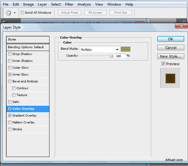 Golden apple tree. Magic scene. Adobe Photoshop Tutorial.